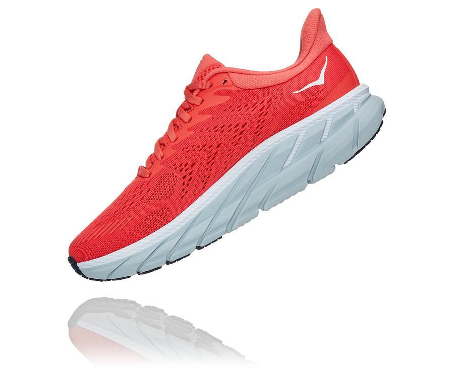 Tenis Hoka One One Mujer Rojos/Blancos - Clifton 7 - ZPSL85642